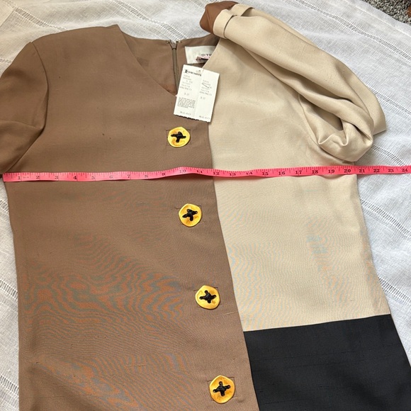 Steve Fabrikani Vintage NWT Color Block Long Sleeve Dress with Gold Accents - Picture 13 of 15